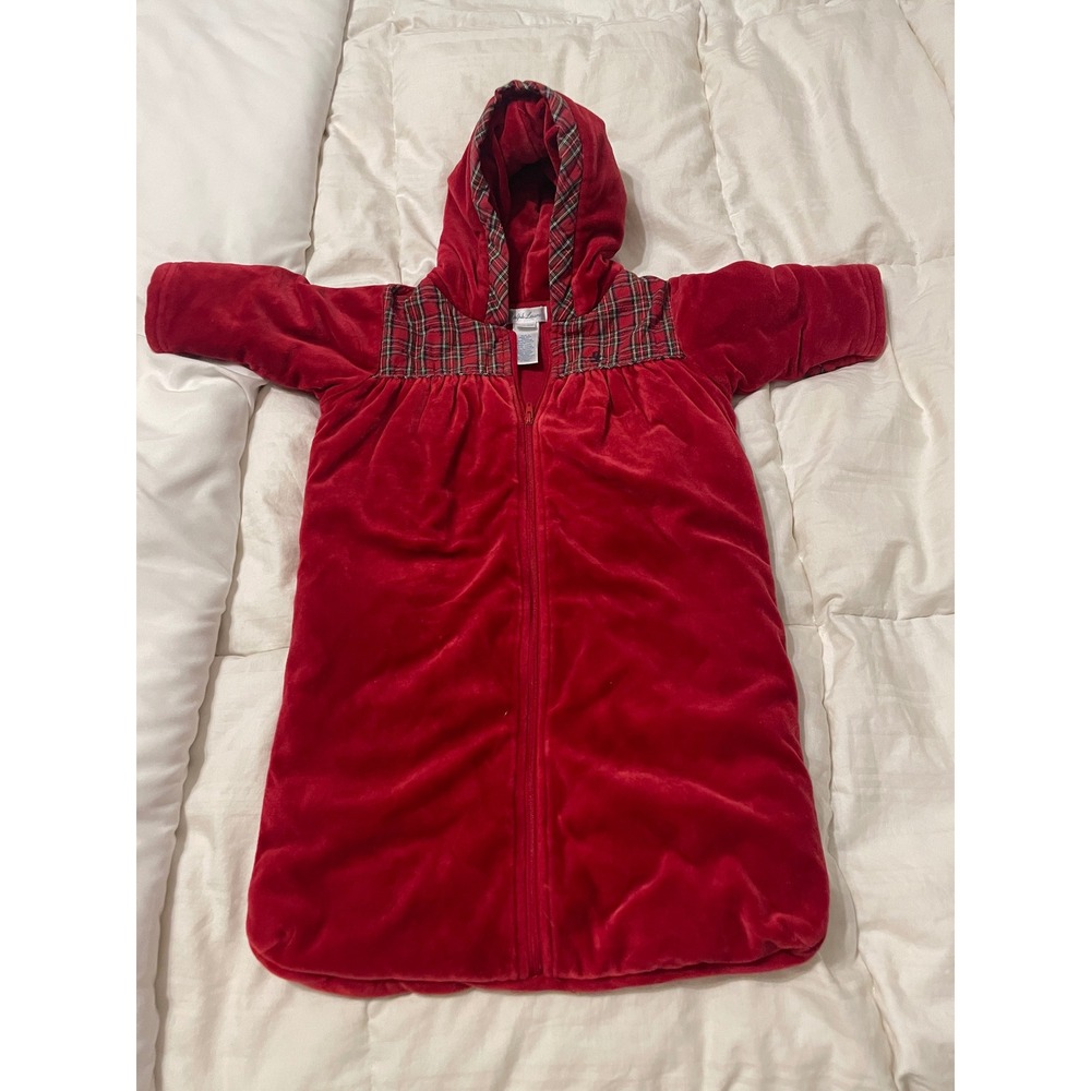 VTH Ralph Lauren Baby 1st Christmas Plaid Bunting Bag Hood Sleeper 0-6M Holiday - Picture 1 of 12